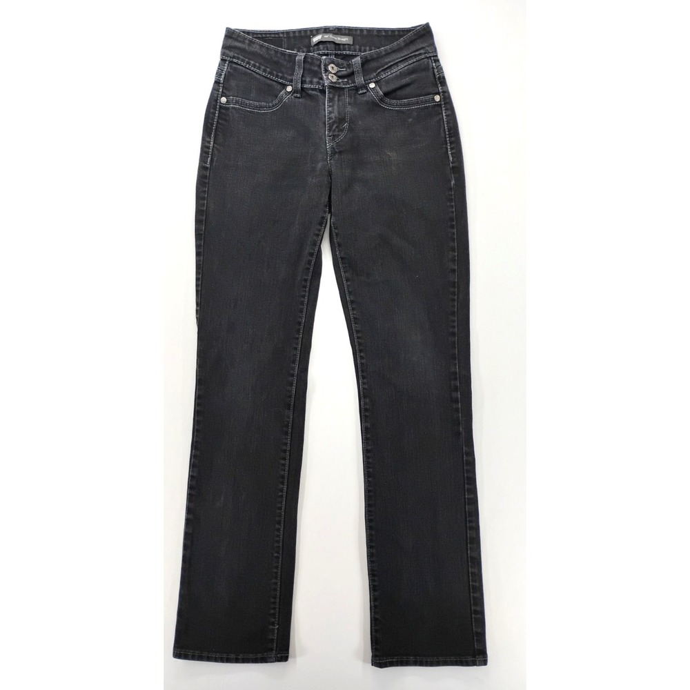 LEVIS 529 Curvy Straight Pocket Flaps Stretch Denim Womens size‎ 4 (27x32) Black